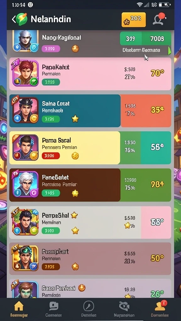 Leaderboard yang menunjukkan peringkat pemain terbaik.