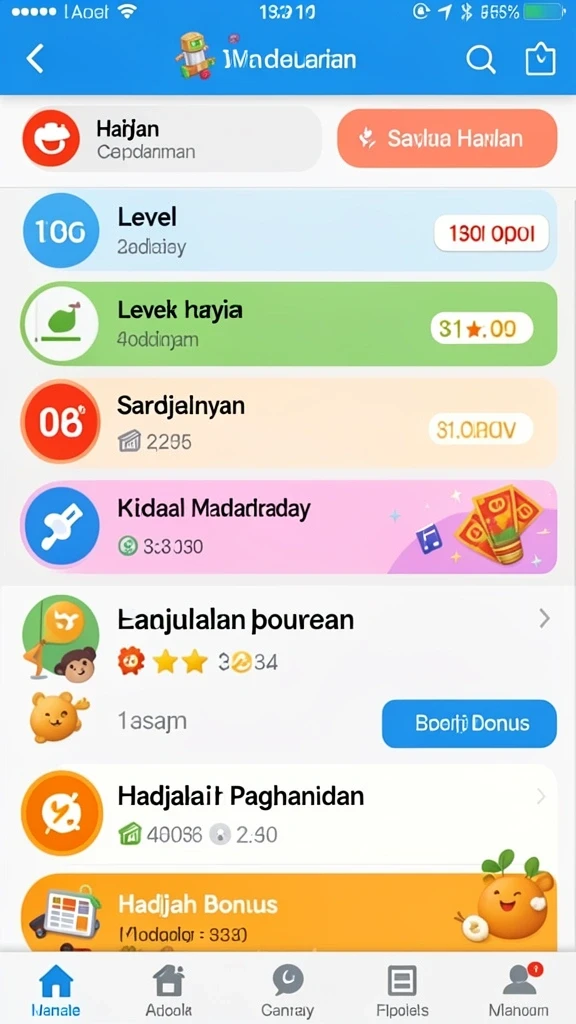 Level menantang yang menguji kemampuan berpikir.